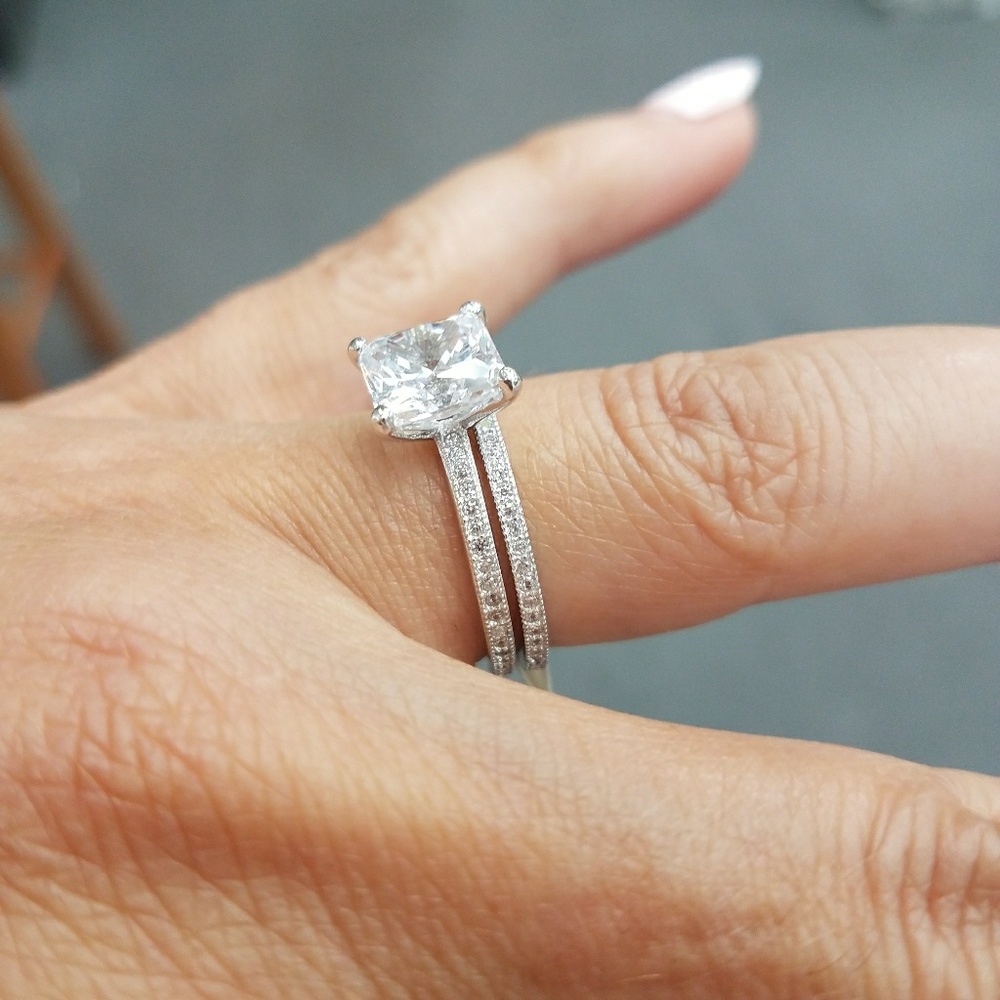 Sterling silver Eternity Engagement Ring & Band - Picture 6 of 8